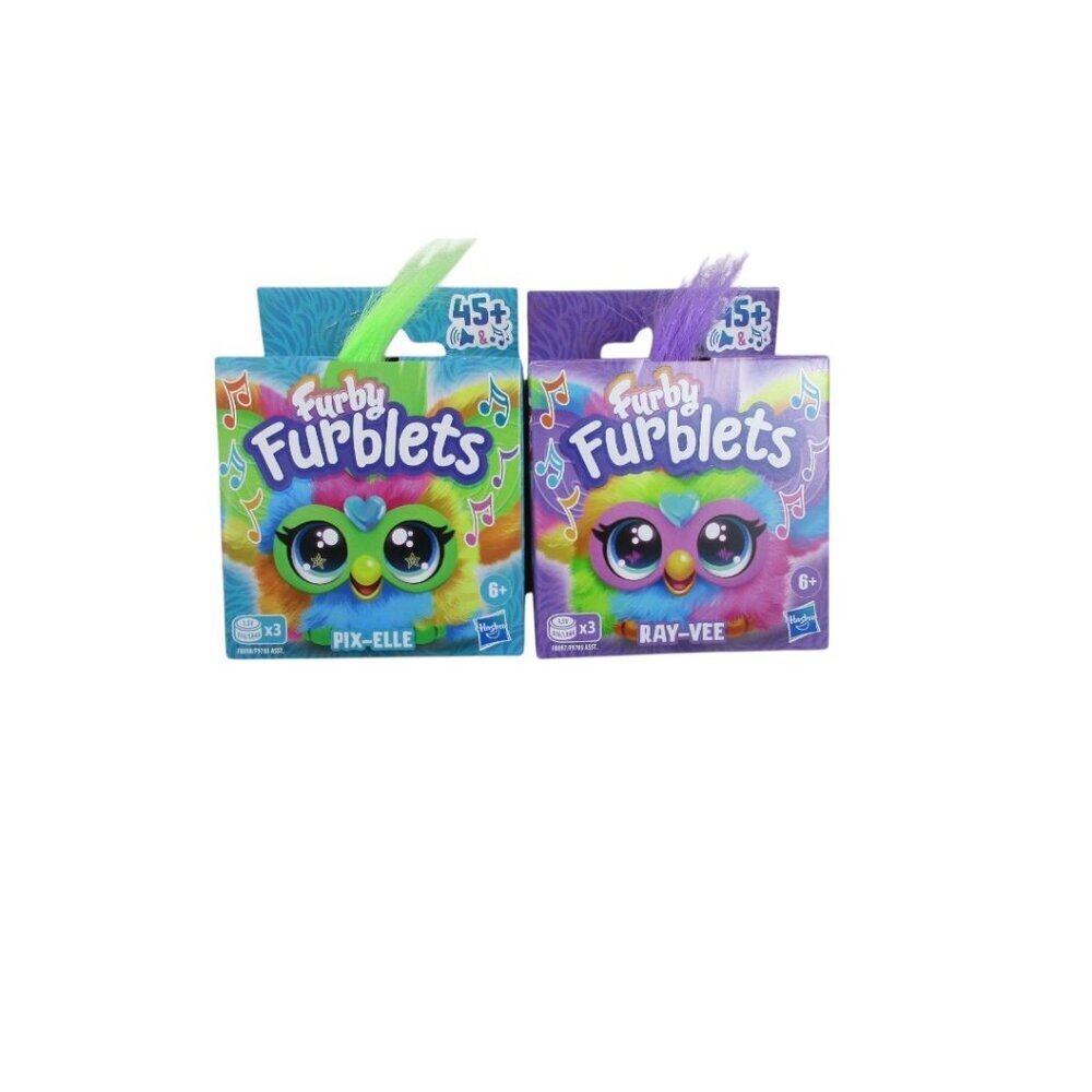 2 Pack Hasbro Furby Furblets Pix-Elle & Ray-Vee Mini Electronic Plush Kids‎ Toy